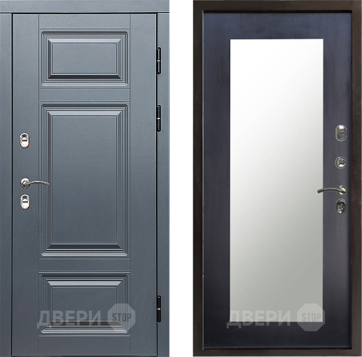 Входная металлическая Дверь Престиж TERMO с терморазрывом Премиум Грэй Зеркало пастораль Венге в Бронницах