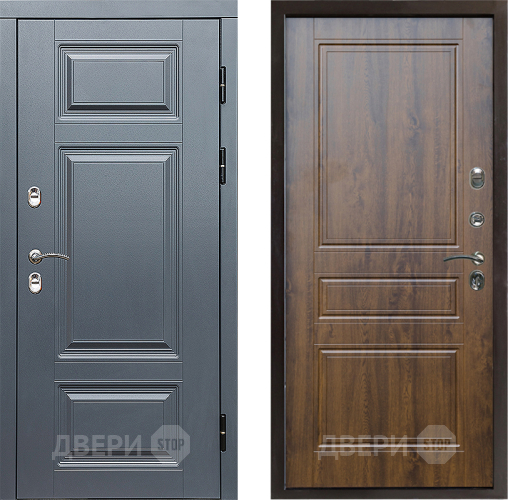 Входная металлическая Дверь Престиж TERMO с терморазрывом Премиум Грэй Классика Дуб в Бронницах