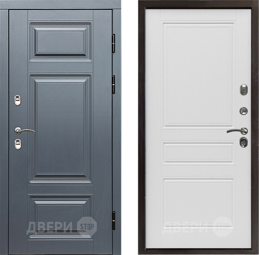 Входная металлическая Дверь Престиж TERMO с терморазрывом Премиум Грэй Классика Лиственница белая в Бронницах