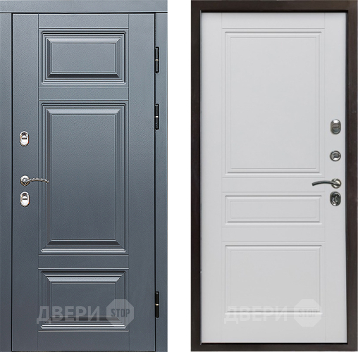Входная металлическая Дверь Престиж TERMO с терморазрывом Премиум Грэй Классика Белый матовый в Бронницах