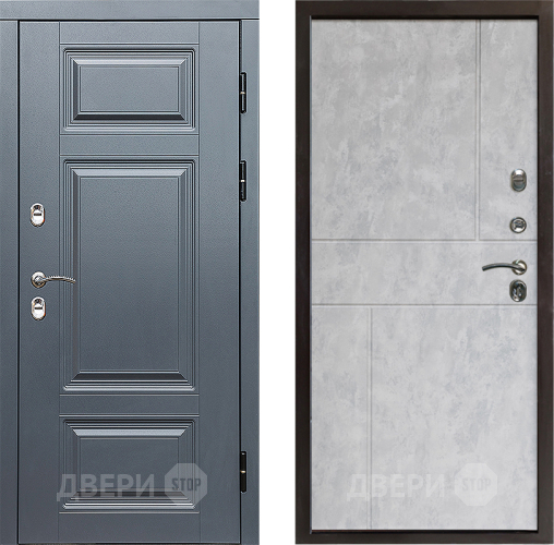 Входная металлическая Дверь Престиж TERMO с терморазрывом Премиум Грэй Горизонт Бетон светлый в Бронницах