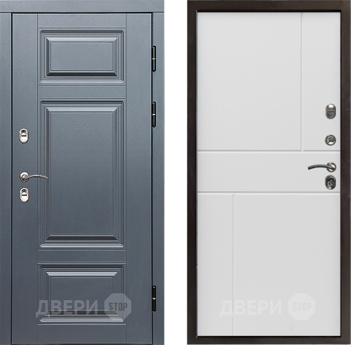 Входная металлическая Дверь Престиж TERMO с терморазрывом Премиум Грэй Горизонт Бетон белый в Бронницах