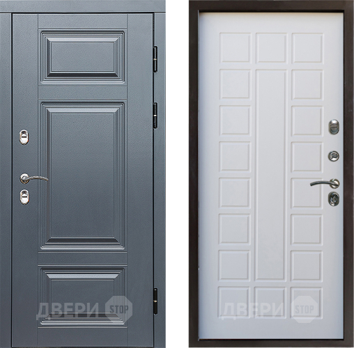 Входная металлическая Дверь Престиж TERMO с терморазрывом Премиум Грэй Престиж Белое дерево в Бронницах