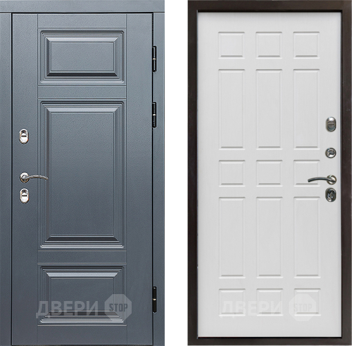 Входная металлическая Дверь Престиж TERMO с терморазрывом Премиум Грэй Спарта Белое дерево в Бронницах