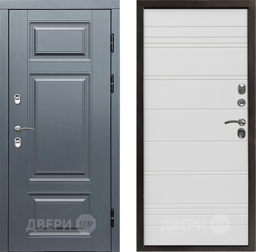 Входная металлическая Дверь Престиж TERMO с терморазрывом Премиум Грэй Line Белый в Бронницах