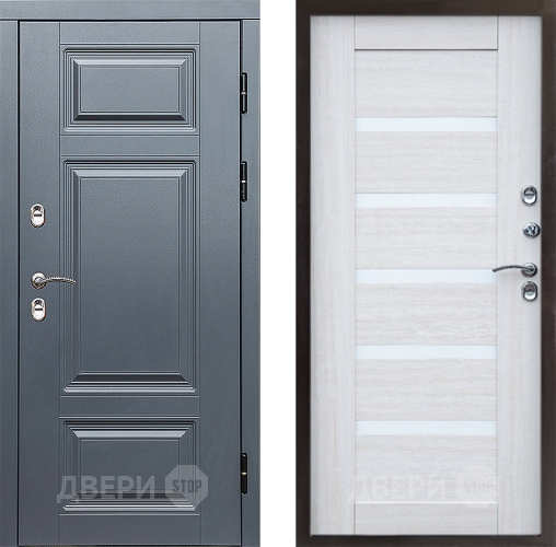 Входная металлическая Дверь Престиж TERMO с терморазрывом Премиум Грэй Царга Лиственница белая в Бронницах