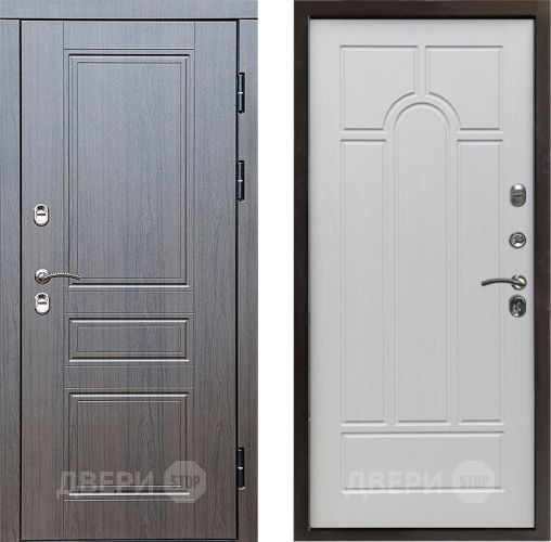 Входная металлическая Дверь Престиж TERMO с терморазрывом Классика Арка Лиственница белая в Бронницах