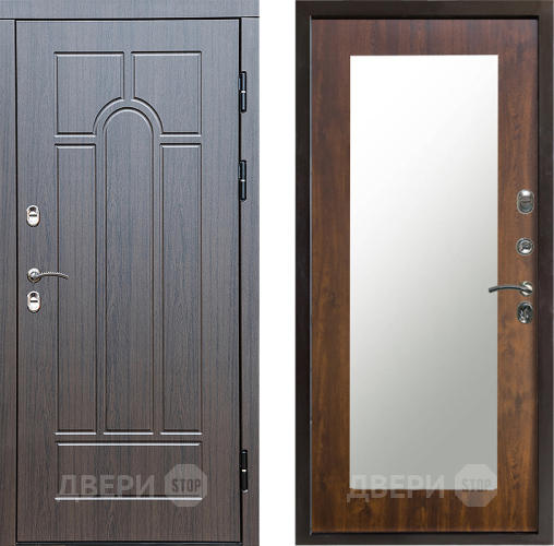 Входная металлическая Дверь Престиж TERMO с терморазрывом Арка Зеркало пастораль Дуб в Бронницах