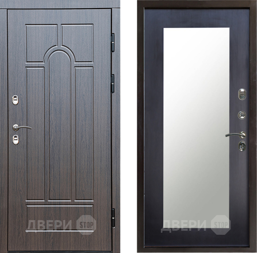 Входная металлическая Дверь Престиж TERMO с терморазрывом Арка Зеркало пастораль Венге в Бронницах