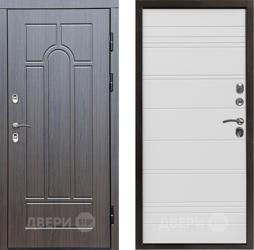 Входная металлическая Дверь Престиж TERMO с терморазрывом Арка Line Белый в Бронницах