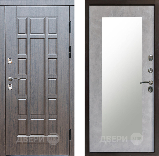 Входная металлическая Дверь Престиж TERMO с терморазрывом Престиж Зеркало пастораль Бетон светлый в Бронницах