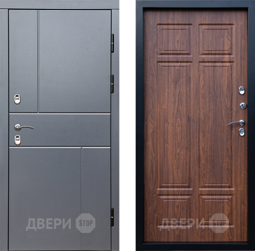 Входная металлическая Дверь Престиж TERMO с терморазрывом Горизонт Грэй Премиум Орех темный в Бронницах