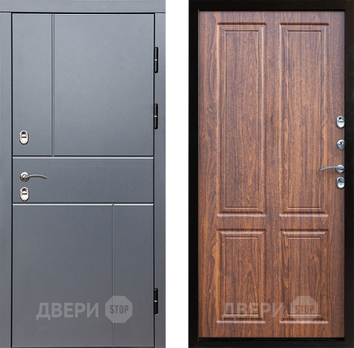 Входная металлическая Дверь Престиж TERMO с терморазрывом Горизонт Грэй Премиум Орех светлый в Бронницах