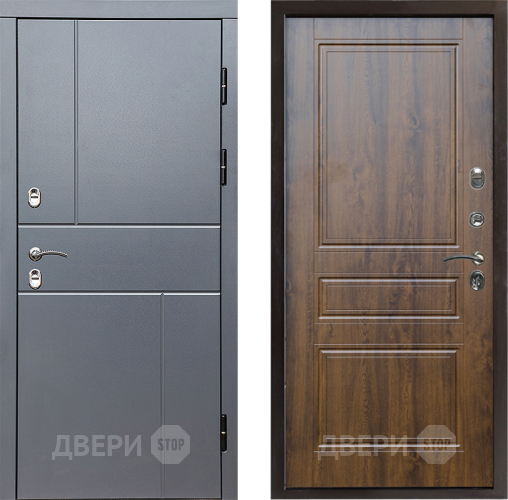Входная металлическая Дверь Престиж TERMO с терморазрывом Горизонт Грэй Классика Дуб в Бронницах