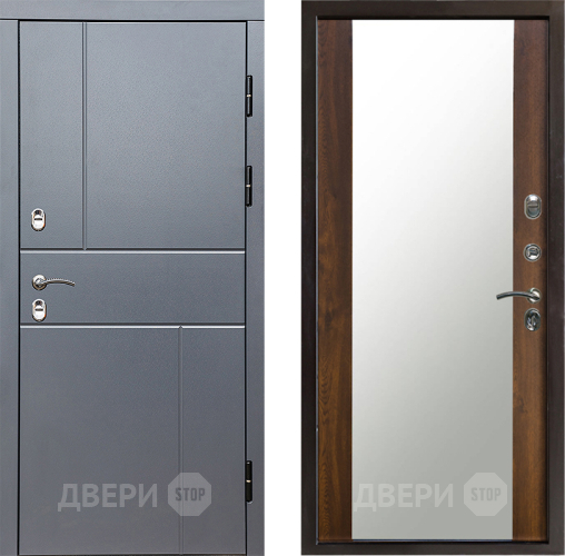 Входная металлическая Дверь Престиж TERMO с терморазрывом Горизонт Грэй Зеркало Дуб в Бронницах