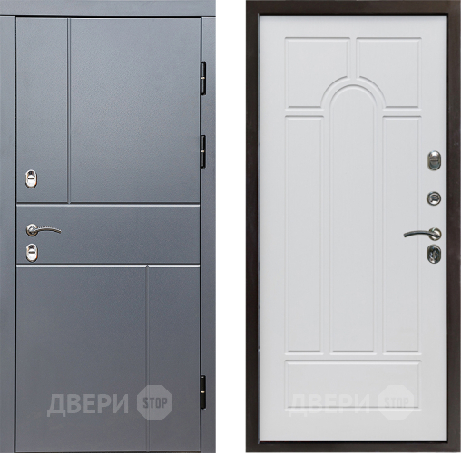 Входная металлическая Дверь Престиж TERMO с терморазрывом Горизонт Грэй Арка Белое дерево в Бронницах