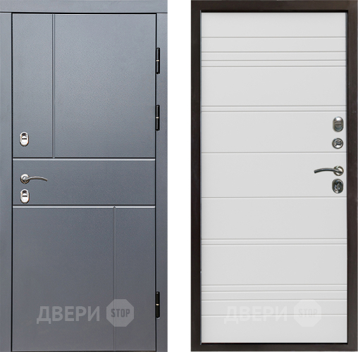 Входная металлическая Дверь Престиж TERMO с терморазрывом Горизонт Грэй Line Белый в Бронницах