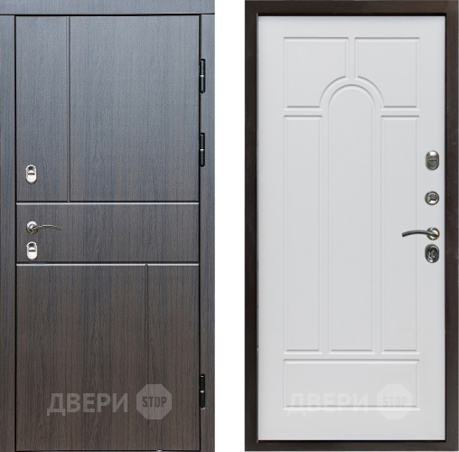 Входная металлическая Дверь Престиж TERMO с терморазрывом Горизонт Венге Арка Белое дерево в Бронницах