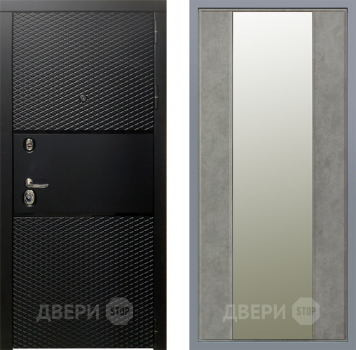 Дверь Заводские двери Тефлон Зеркало Макси Бетон темный в Бронницах