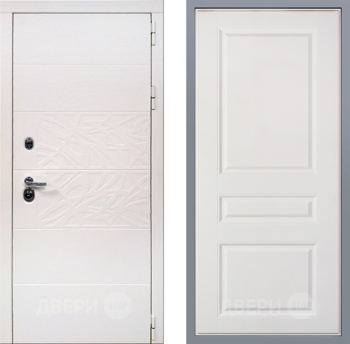 Дверь Заводские двери Дэко Вайт Стокгольм Белый софт в Бронницах