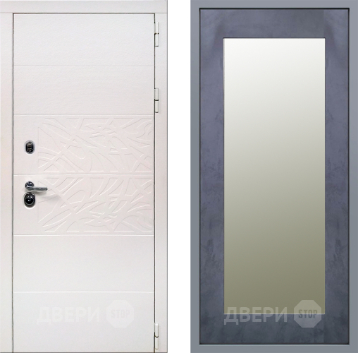 Дверь Заводские двери Дэко Вайт Зеркало Модерн Бетон темный в Бронницах