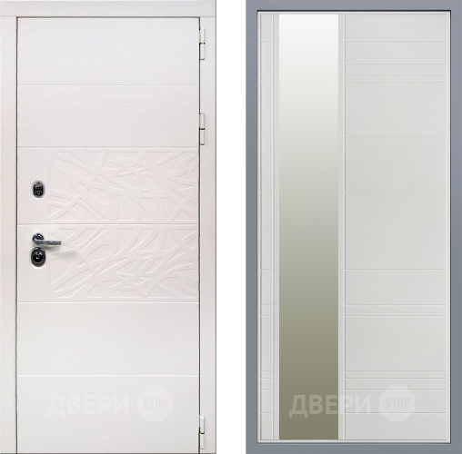 Дверь Заводские двери Дэко Вайт Зеркало Лира Белый софт в Бронницах