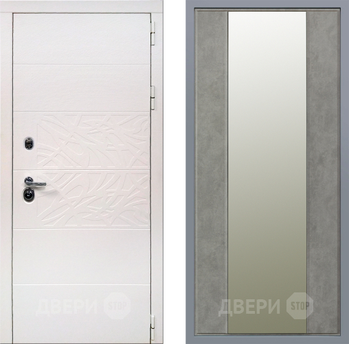 Дверь Заводские двери Дэко Вайт Зеркало Макси Бетон темный в Бронницах