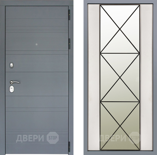 Дверь Заводские двери Лира Софт графит Зеркало Перфекто Структурное дерево в Бронницах