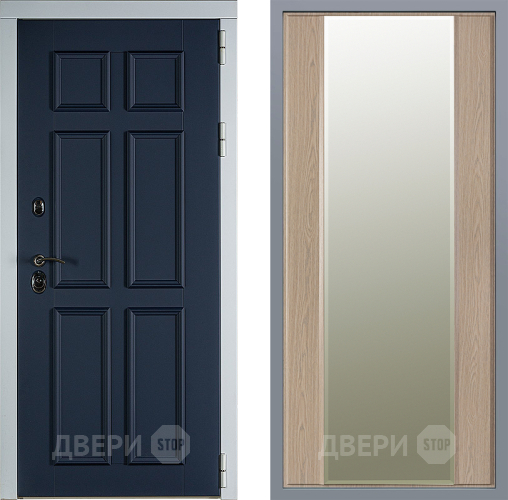 Дверь Заводские двери Стокгольм Зеркало Макси Беленый дуб в Бронницах