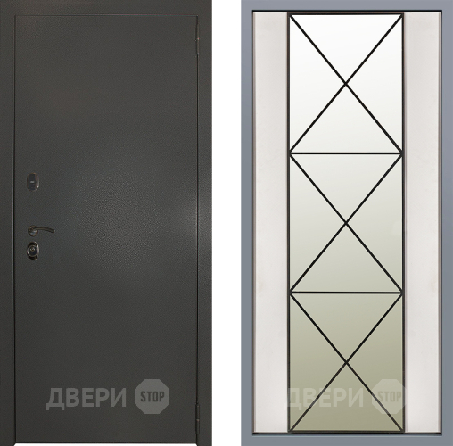 Дверь Заводские двери Эталон 3к антик серебро Зеркало Перфекто Структурное дерево в Бронницах