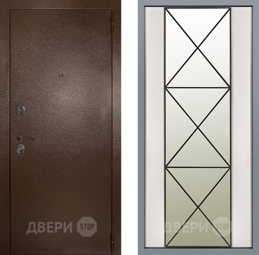 Дверь Заводские двери Эталон 3к антик медь Зеркало Перфекто Структурное дерево в Бронницах