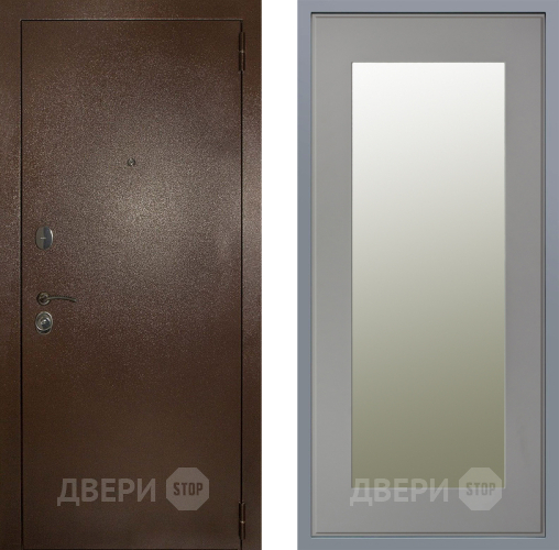 Дверь Заводские двери Эталон 3к антик медь Зеркало Модерн Грей софт в Бронницах