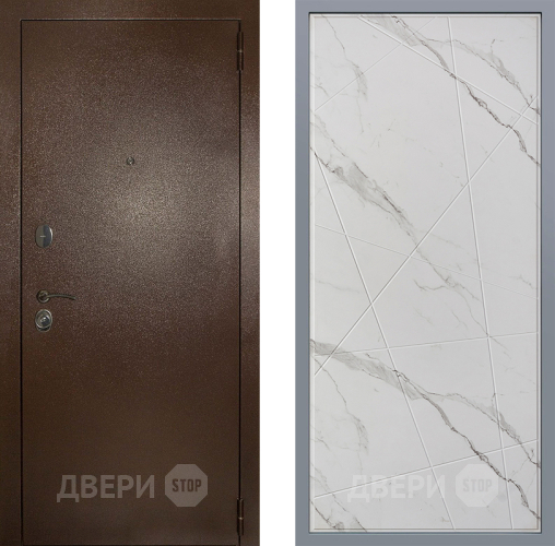 Дверь Заводские двери Эталон 3к антик медь Флитта Мрамор белый в Бронницах