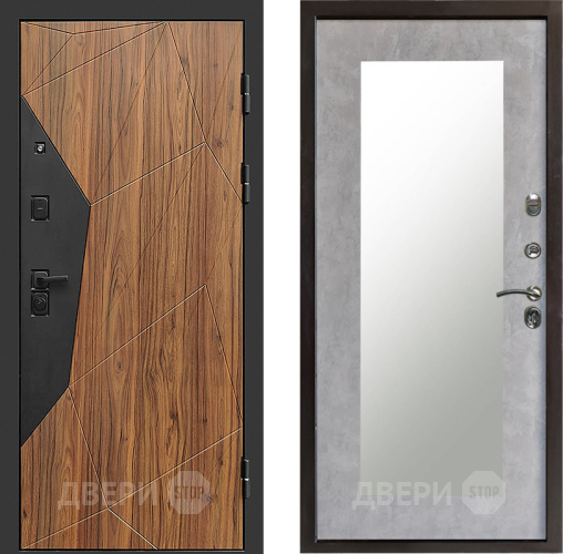 Входная металлическая Дверь Престиж Avangard Зеркло Пастораль Бетон светлый в Бронницах