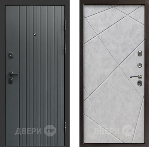 Входная металлическая Дверь Престиж Tvist Grey Лучи Бетон светлый в Бронницах