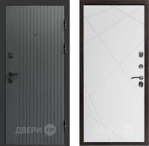 Входная металлическая Дверь Престиж Tvist Grey Лучи Бетон белый в Бронницах