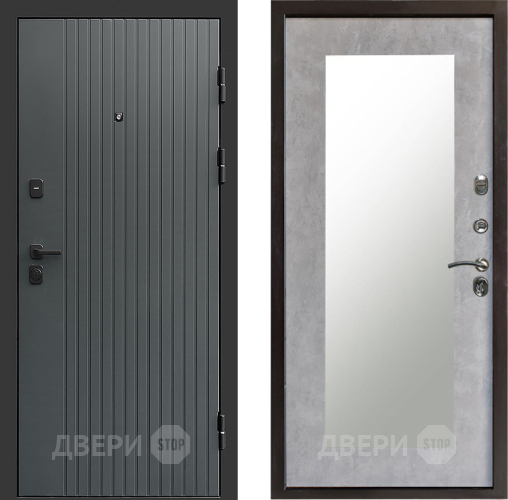 Входная металлическая Дверь Престиж Tvist Grey Зеркло Пастораль Бетон светлый в Бронницах