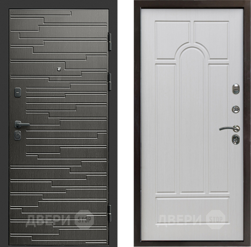 Входная металлическая Дверь Престиж Rivera Арка Лиственница белая в Бронницах