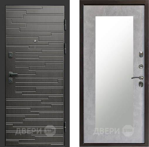 Входная металлическая Дверь Престиж Rivera Зеркло Пастораль Бетон светлый в Бронницах