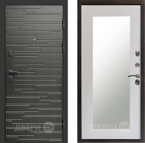 Входная металлическая Дверь Престиж Rivera Зеркло Пастораль Лиственница белая в Бронницах