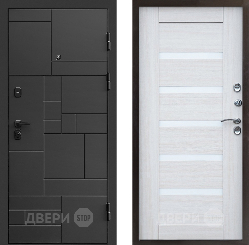 Входная металлическая Дверь Престиж Kvadro Царга Лиственница белая в Бронницах