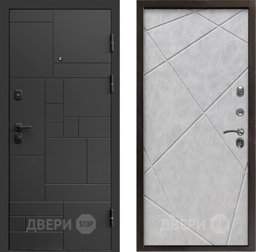 Входная металлическая Дверь Престиж Kvadro Лучи Бетон светлый в Бронницах