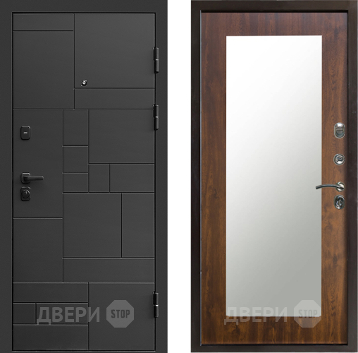 Входная металлическая Дверь Престиж Kvadro Зеркло Пастораль Дуб в Бронницах