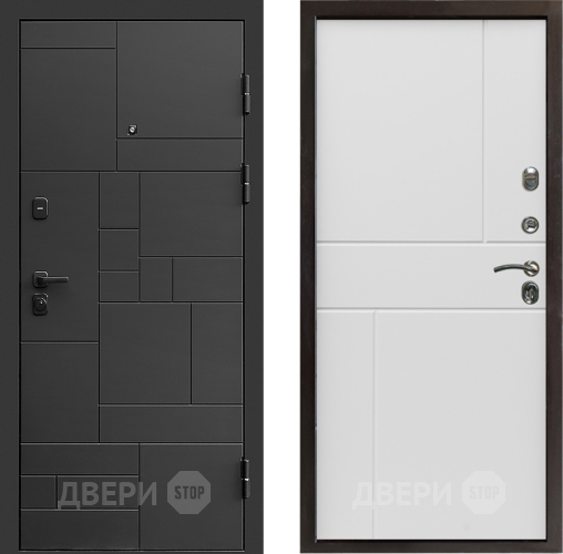 Входная металлическая Дверь Престиж Kvadro Горизонт Бетон белый в Бронницах