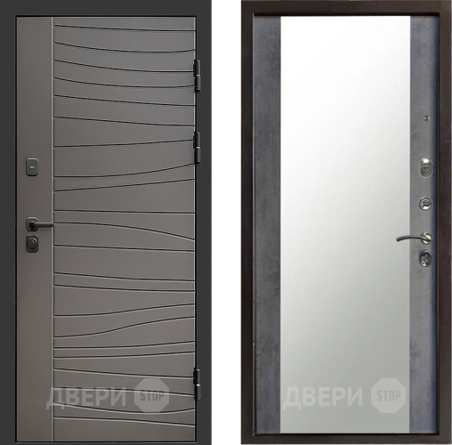 Входная металлическая Дверь Престиж Siciliya Зеркало Бетон темный в Бронницах