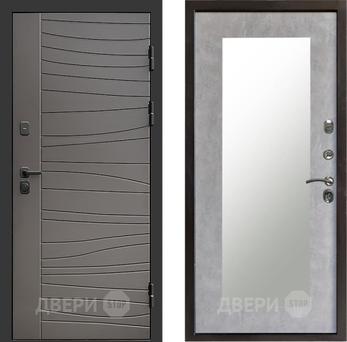 Входная металлическая Дверь Престиж Siciliya Зеркло Пастораль Бетон светлый в Бронницах