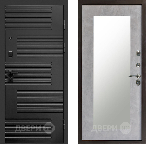 Входная металлическая Дверь Престиж Favorit Зеркло Пастораль Бетон светлый в Бронницах