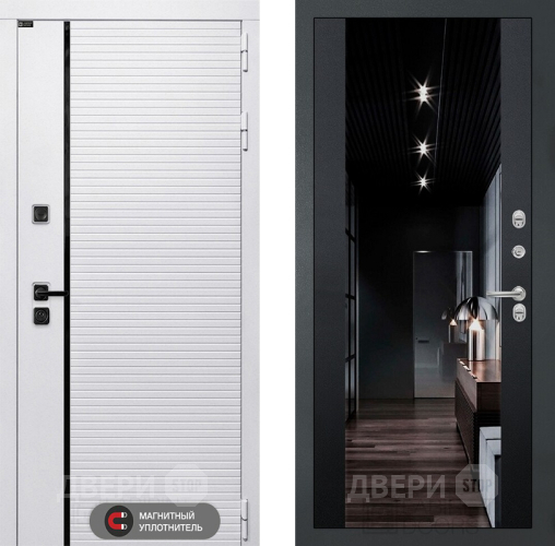 Входная металлическая Дверь Лабиринт (LABIRINT) Royal Зеркало Максимум с тонировкой Черный кварц в Бронницах