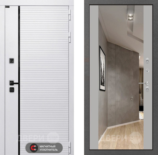 Входная металлическая Дверь Лабиринт (LABIRINT) Royal Зеркало Максимум Грей софт в Бронницах