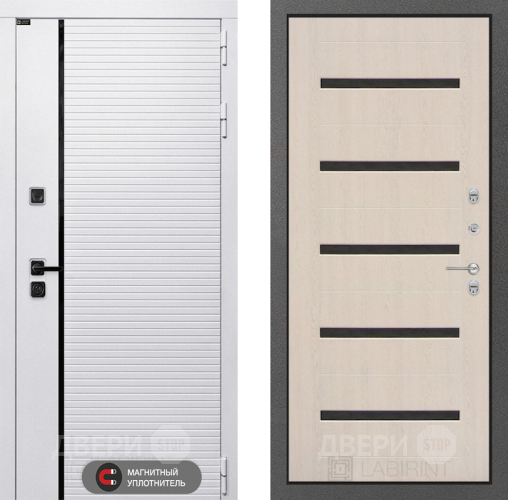 Входная металлическая Дверь Лабиринт (LABIRINT) Royal 01 Беленый дуб в Бронницах